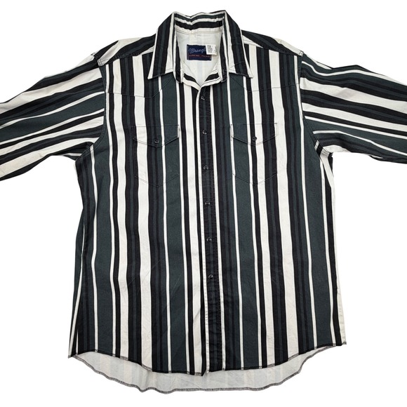 Vintage Wrangler Mens Brushpopper Long Sleeve Shirt 17 1/2 x 36 XL USA - Picture 3 of 11